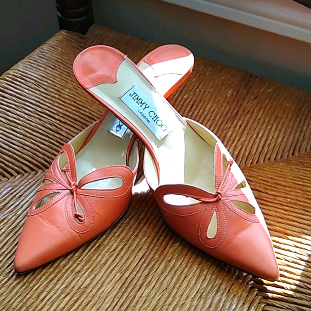 Peach Jimmy Choo slides